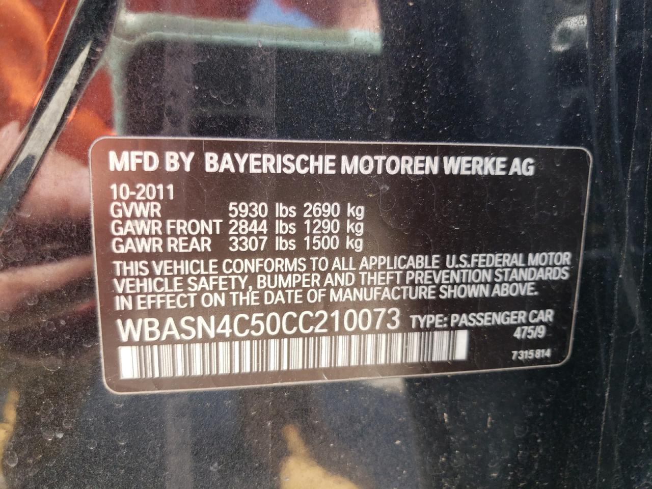 Photo 10 from auction – 2012 BMW 550 IGT with VIN WBASN4C50CC210073