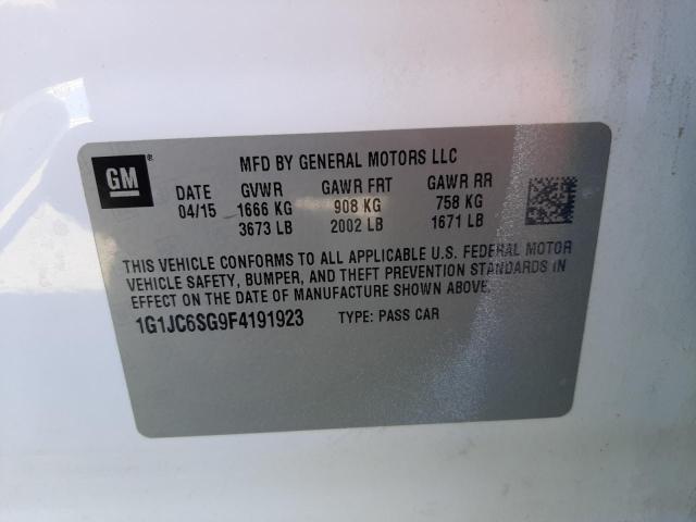 Photo 10 from auction – 2015 CHEVROLET SONIC LT with VIN 1G1JC6SG9F4191923
