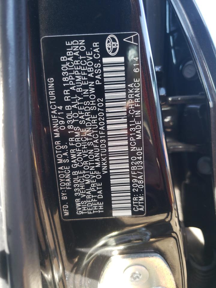 Photo 10 from auction – 2015 TOYOTA YARIS with VIN VNKKTUD31FA020702