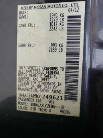 Photo 10 from auction – 2012 NISSAN ALTIMA BAS with VIN 1N4AL2AP9CC249621