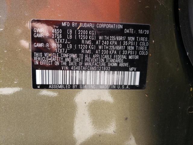 Photo 10 from auction – 2021 SUBARU OUTBACK PR with VIN 4S4BTAFC6M3121932