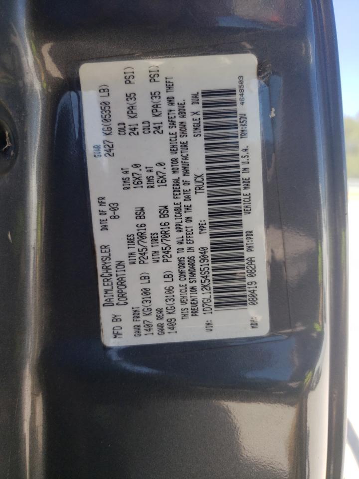 Photo 10 from auction – 2004 DODGE DAKOTA SXT with VIN 1D7GL12K54S519040