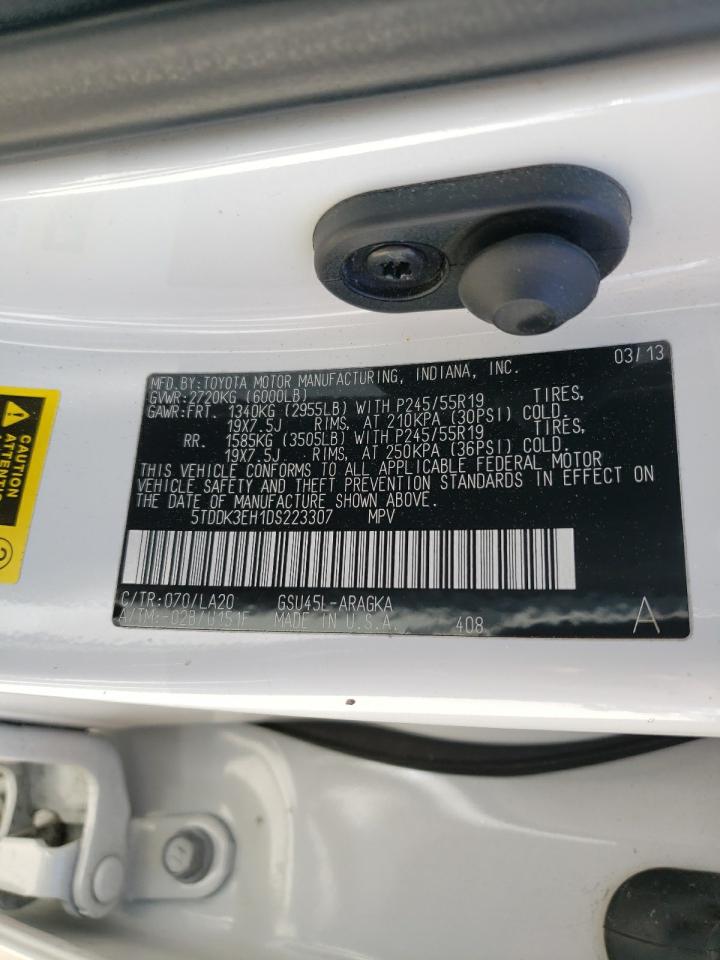 Foto 10 de la subasta – 2013 TOYOTA HIGHLANDER con VIN 5TDDK3EH1DS223307