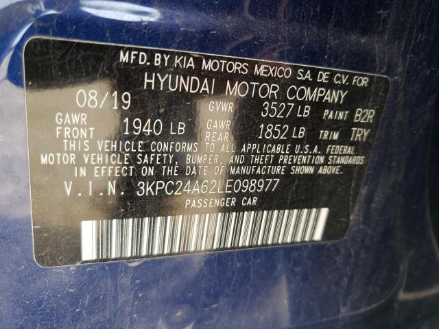 Photo 10 from auction – 2020 HYUNDAI ACCENT SE with VIN 3KPC24A62LE098977