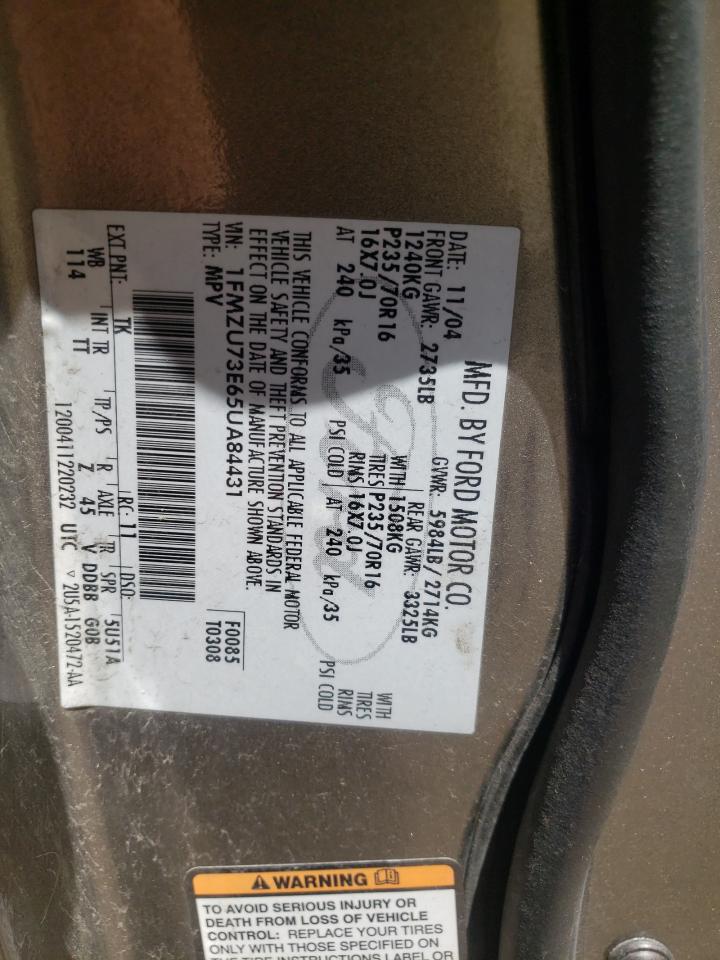 Photo 10 from auction – 2005 FORD EXPLORER X with VIN 1FMZU73E65UA84431