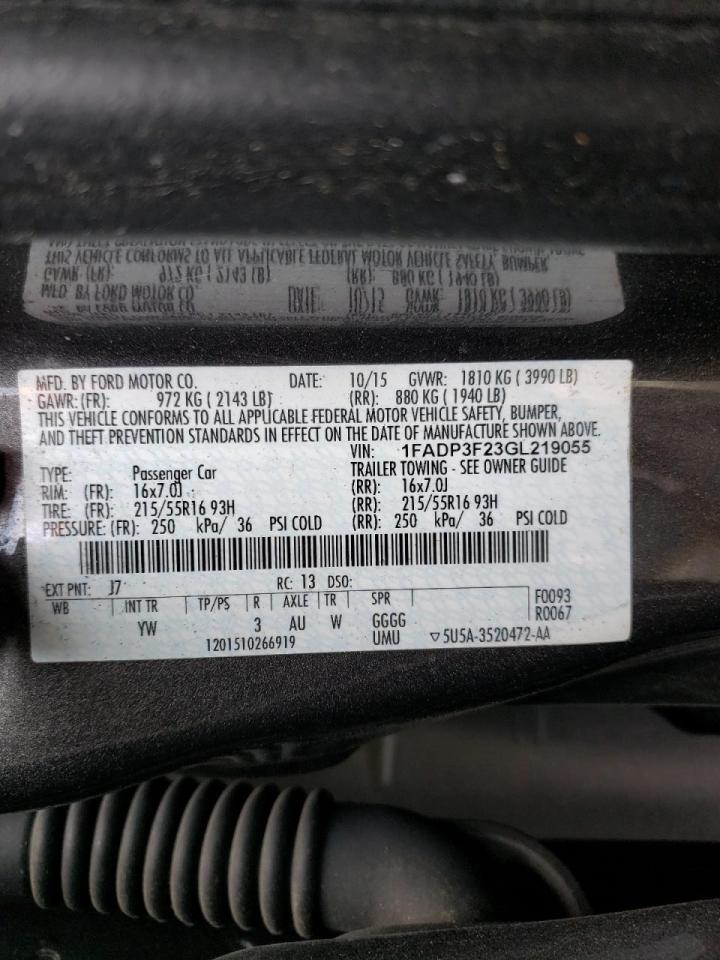 Photo 10 from auction – 2016 FORD FOCUS SE with VIN 1FADP3F23GL219055