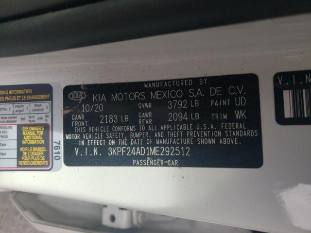 Photo 10 from auction – 2021 KIA FORTE FE with VIN 3KPF24AD1ME292512