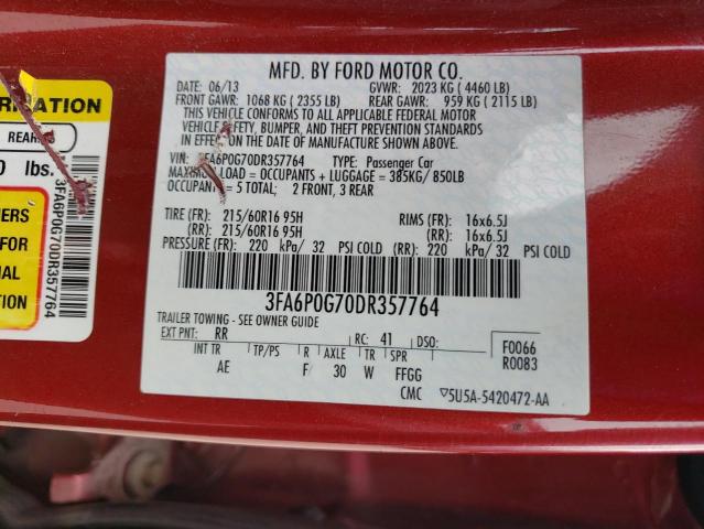 Photo 10 from auction – 2013 FORD FUSION S with VIN 3FA6P0G70DR357764