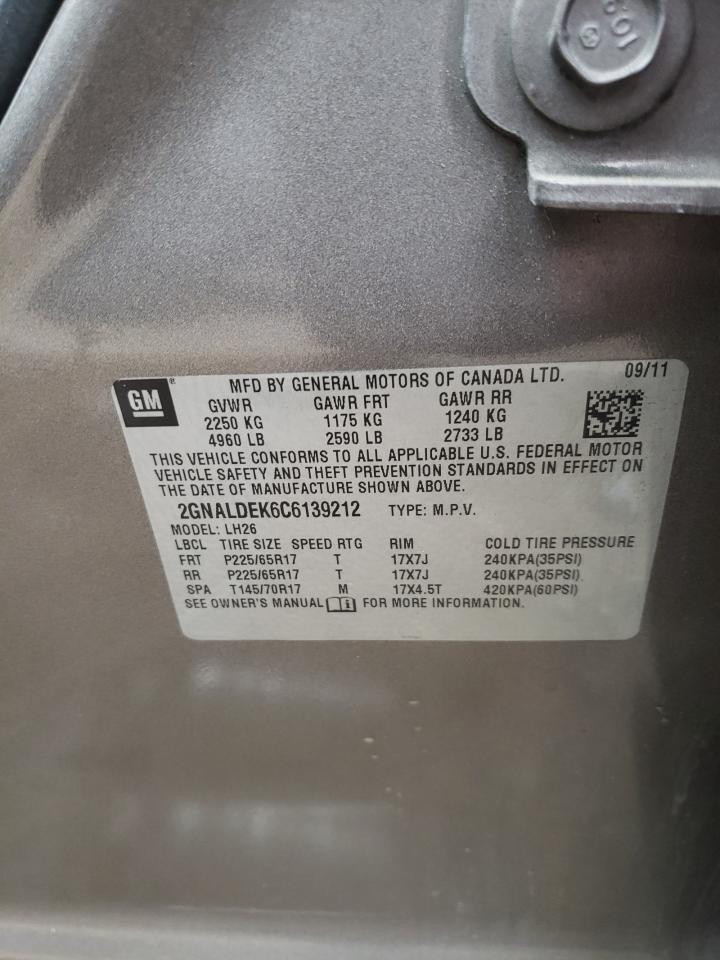 Photo 10 from auction – 2012 CHEVROLET EQUINOX LT with VIN 2GNALDEK6C6139212