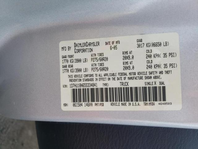 Photo 10 from auction – 2005 DODGE RAM 1500 S with VIN 1D7HU18N65S334841