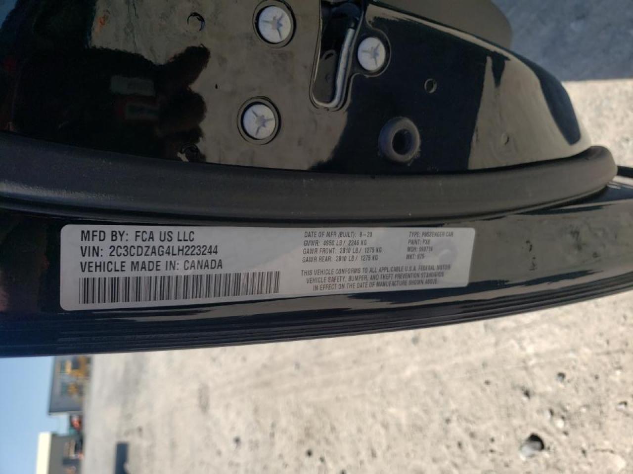 Photo 10 from auction – 2020 DODGE CHALLENGER with VIN 2C3CDZAG4LH223244
