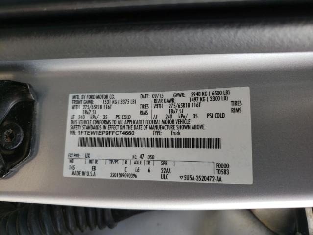 Photo 10 from auction – 2015 FORD F150 SUPER with VIN 1FTEW1EP9FFC74660