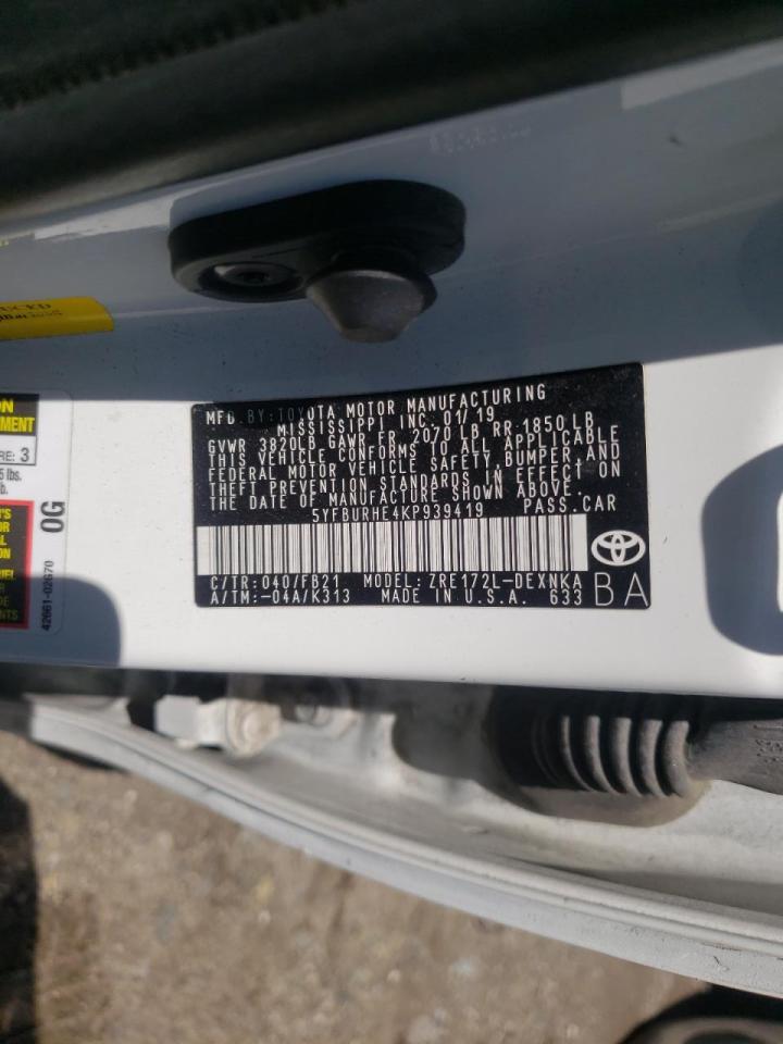 Photo 10 from auction – 2019 TOYOTA COROLLA L with VIN 5YFBURHE4KP939419