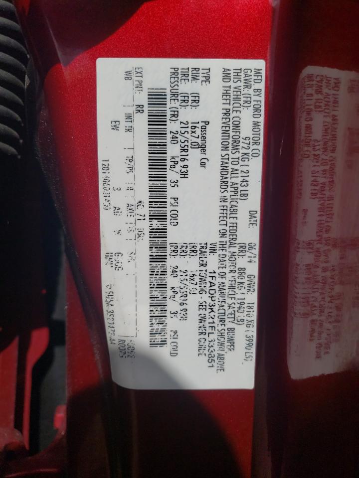 Photo 10 from auction – 2014 FORD FOCUS SE with VIN 1FADP3K21EL333851