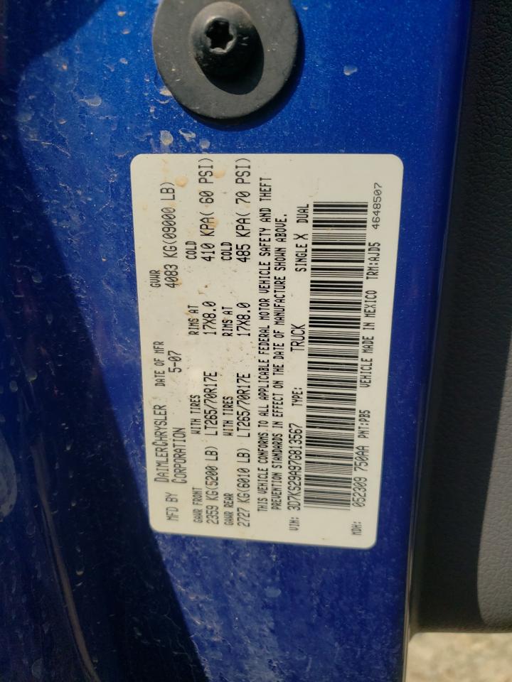 Photo 10 from auction – 2007 DODGE RAM 2500 with VIN 3D7KS29A97G813567