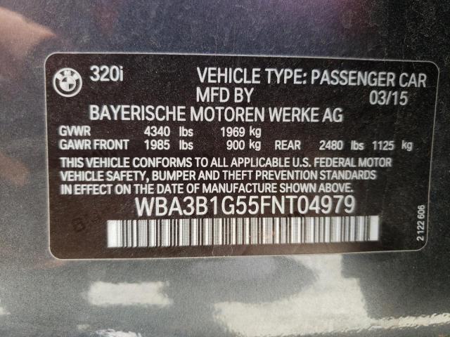 Photo 10 from auction – 2015 BMW 320 I with VIN WBA3B1G55FNT04979