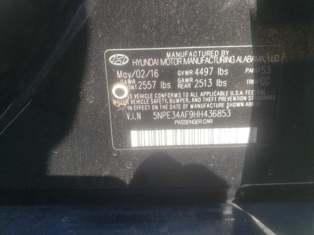 Photo 10 from auction – 2017 HYUNDAI SONATA SPO with VIN 5NPE34AF9HH436853