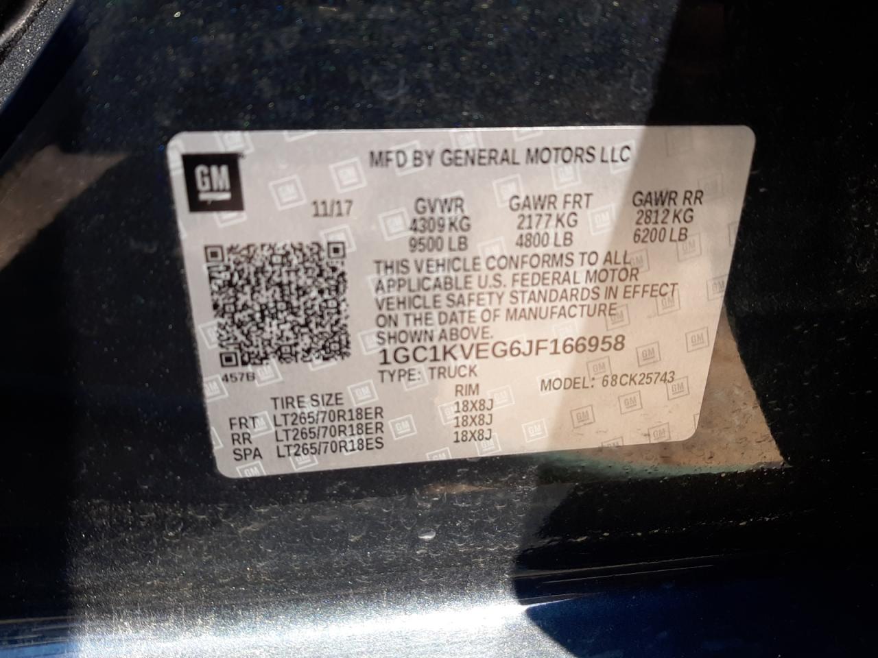 Photo 10 from auction – 2018 CHEVROLET SILVERADO with VIN 1GC1KVEG6JF166958