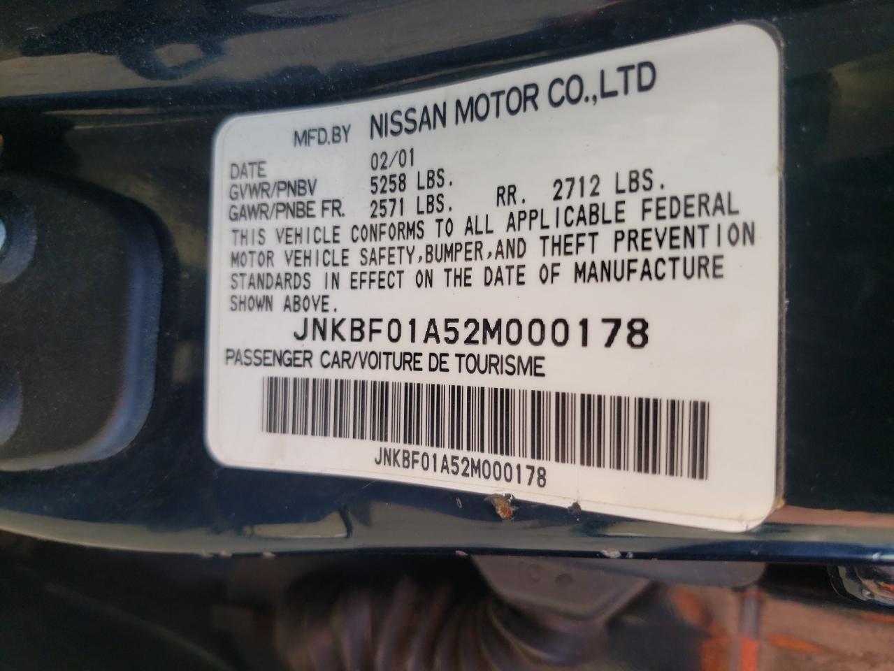 Photo 10 from auction – 2002 INFINITI Q45 with VIN JNKBF01A52M000178