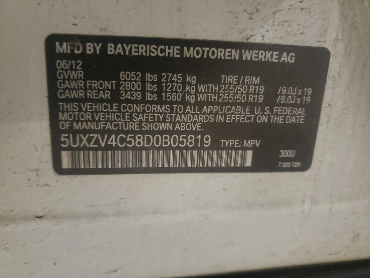 Photo 10 from auction – 2013 BMW X5 with VIN 5UXZV4C58D0B05819