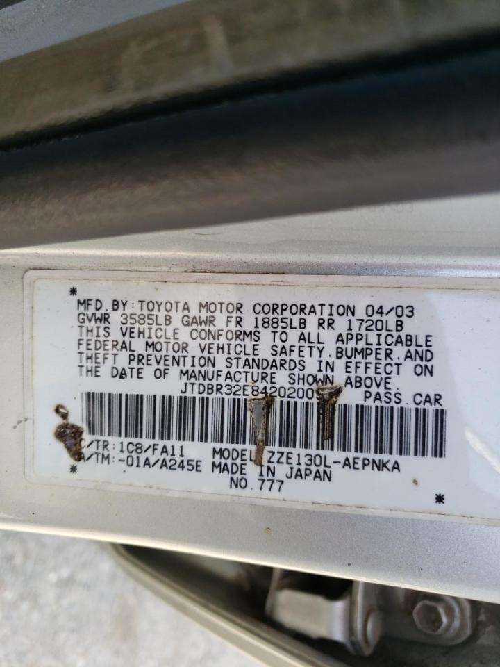 Photo 10 from auction – 2004 TOYOTA COROLLA CE with VIN JTDBR32E842020094