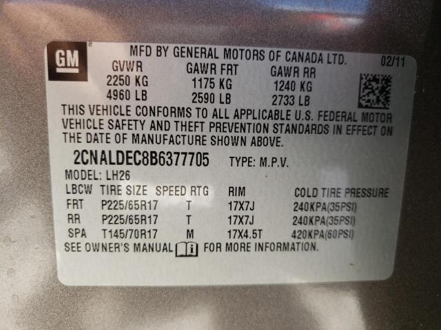 Фото 10 с аукциона – 2011 CHEVROLET EQUINOX LT с VIN 2CNALDEC8B6377705