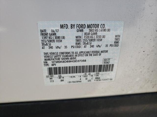 Photo 10 from auction – 2017 FORD EXPLORER X with VIN 1FM5K8D89HGD37358