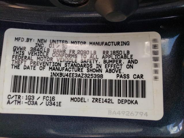 Photo 10 from auction – 2010 TOYOTA COROLLA BA with VIN 1NXBU4EE3AZ325398