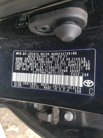Photo 10 from auction – 2021 TOYOTA COROLLA LE with VIN 5YFEPMAE3MP247236
