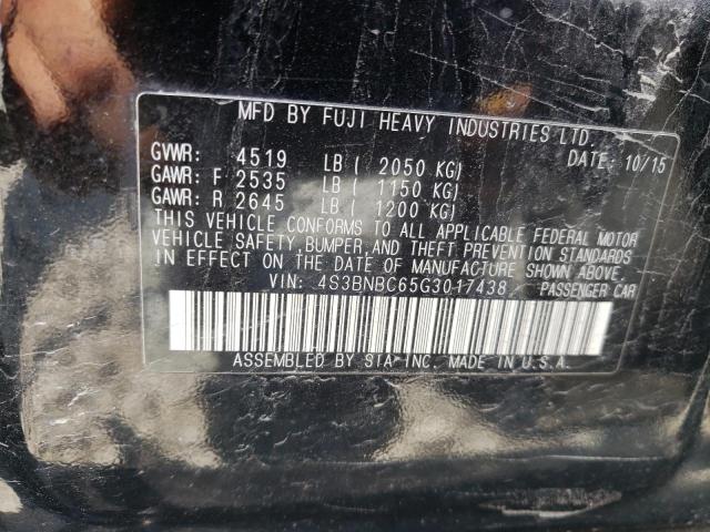 Photo 10 from auction – 2016 SUBARU LEGACY 2.5 with VIN 4S3BNBC65G3017438