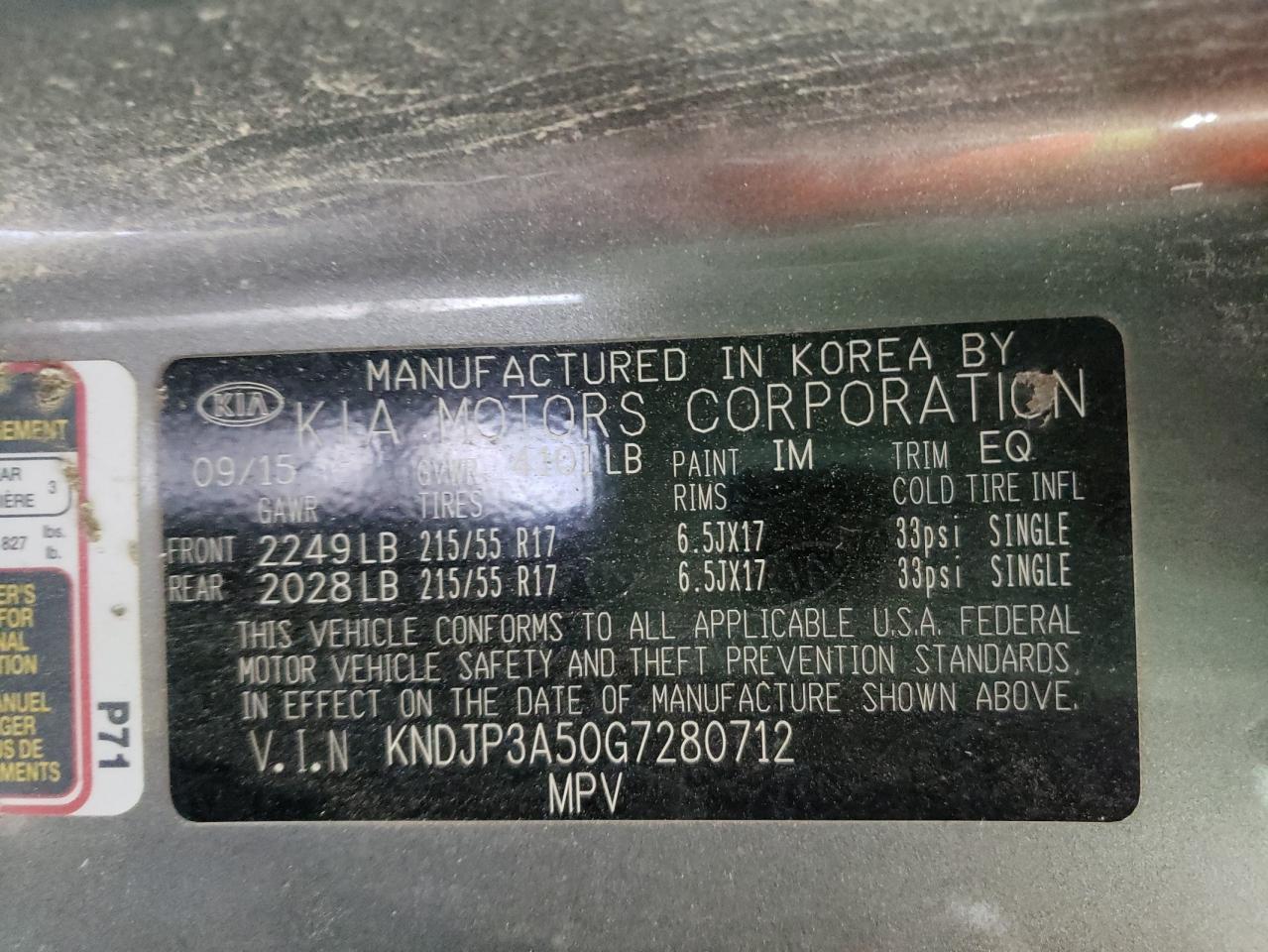 Photo 10 from auction – 2016 KIA SOUL + with VIN KNDJP3A50G7280712