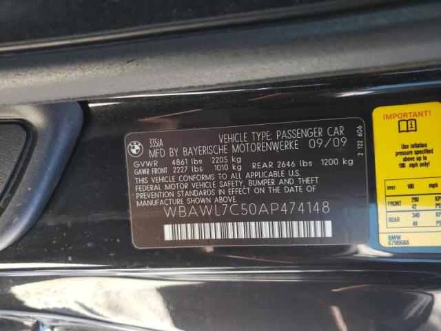 Photo 10 from auction – 2010 BMW 335 I with VIN WBAWL7C50AP474148