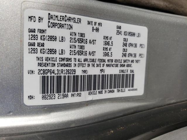 CHRYSLER TOWN & COU 2001 with VIN 2C8GP64L31R126229 - Photo from auction