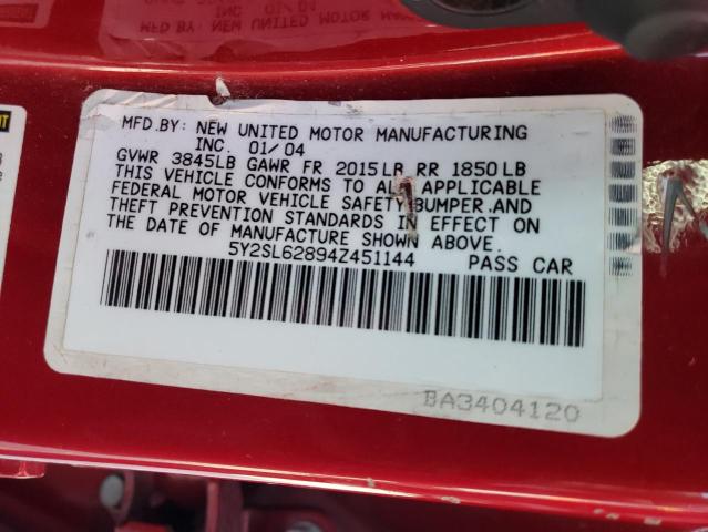 Photo 10 from auction – 2004 PONTIAC VIBE with VIN 5Y2SL62894Z451144