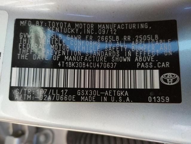 Photo 10 from auction – 2012 TOYOTA AVALON BAS with VIN 4T1BK3DB4CU470637