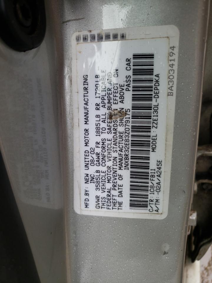 Photo 10 from auction – 2003 TOYOTA COROLLA CE with VIN 1NXBR32E83Z079175