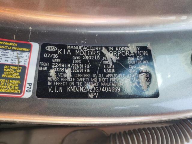 Photo 10 from auction – 2016 KIA SOUL with VIN KNDJN2A23G7404669