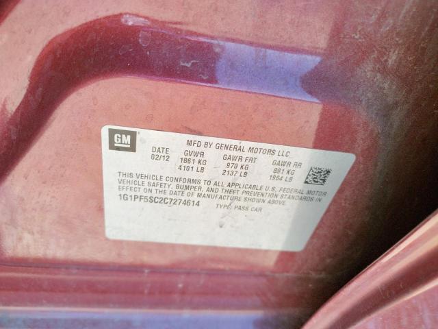 Photo 10 from auction – 2012 CHEVROLET CRUZE LT with VIN 1G1PF5SC2C7274614