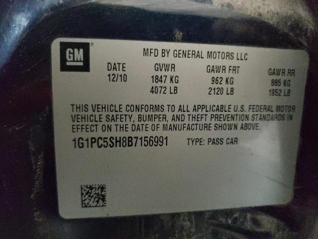 Photo 10 from auction – 2011 CHEVROLET CRUZE LS with VIN 1G1PC5SH8B7156991