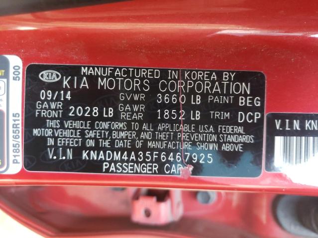 Photo 10 from auction – 2015 KIA RIO LX with VIN KNADM4A35F6467925