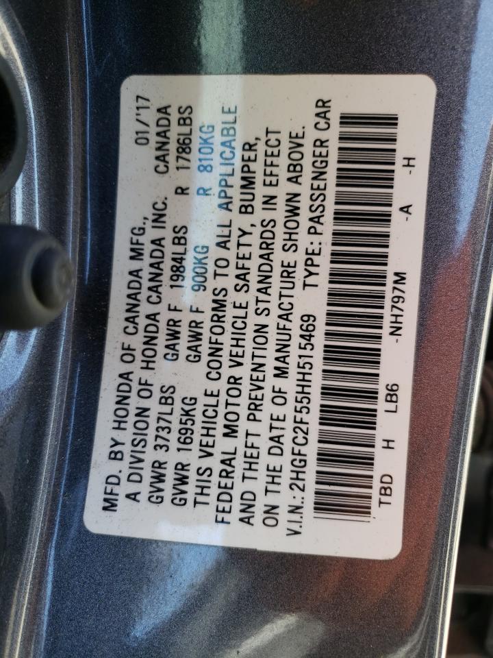 Photo 10 from auction – 2017 HONDA CIVIC LX with VIN 2HGFC2F55HH515469