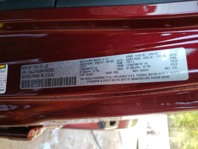 Photo 10 from auction – 2021 JEEP GLADIATOR with VIN 1C6JJTEG0ML593282