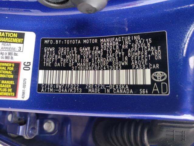Photo 10 from auction – 2015 TOYOTA COROLLA L with VIN 2T1BURHE0FC413083