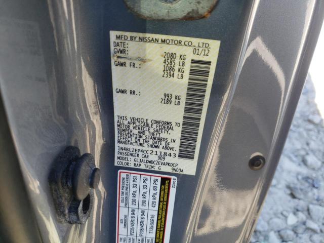 Photo 10 from auction – 2012 NISSAN ALTIMA SR with VIN 1N4BL2EP4CC211843