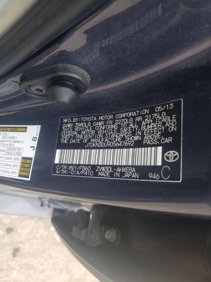 Photo 10 from auction – 2013 TOYOTA PRIUS with VIN JTDKN3DU9D5647692