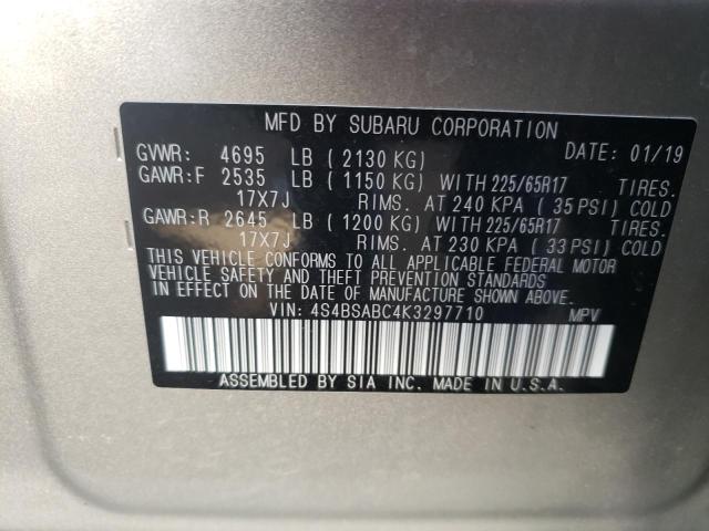 Photo 10 from auction – 2019 SUBARU OUTBACK 2. with VIN 4S4BSABC4K3297710