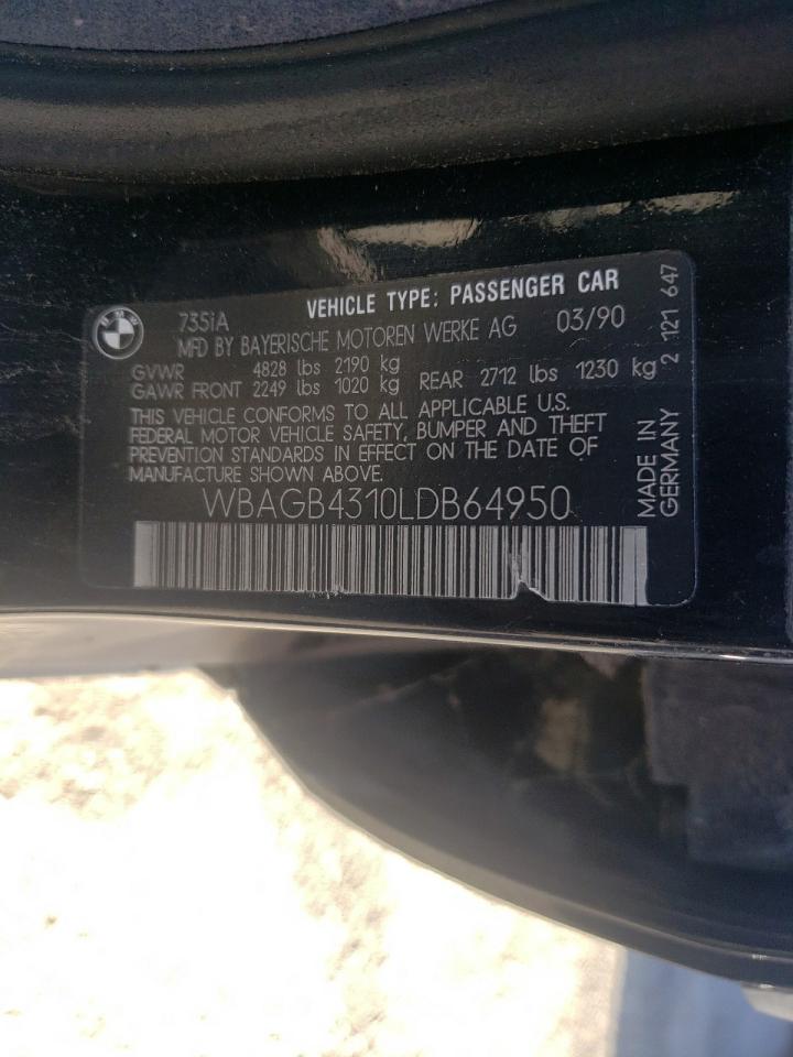 Photo 10 from auction – 1990 BMW 735 I AUTO with VIN WBAGB4310LDB64950