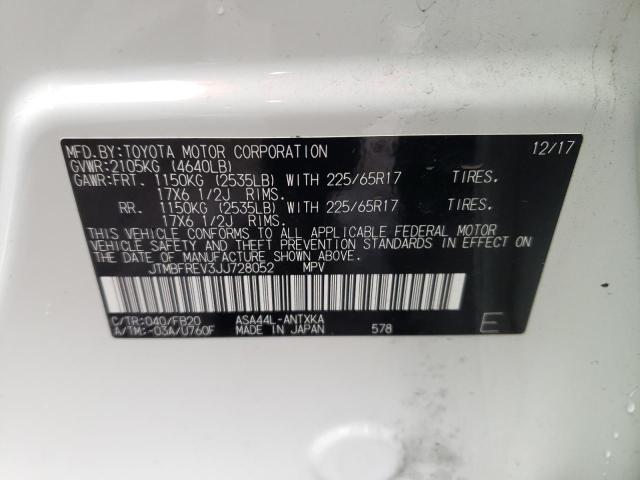Photo 10 from auction – 2018 TOYOTA RAV4 LE with VIN JTMBFREV3JJ728052