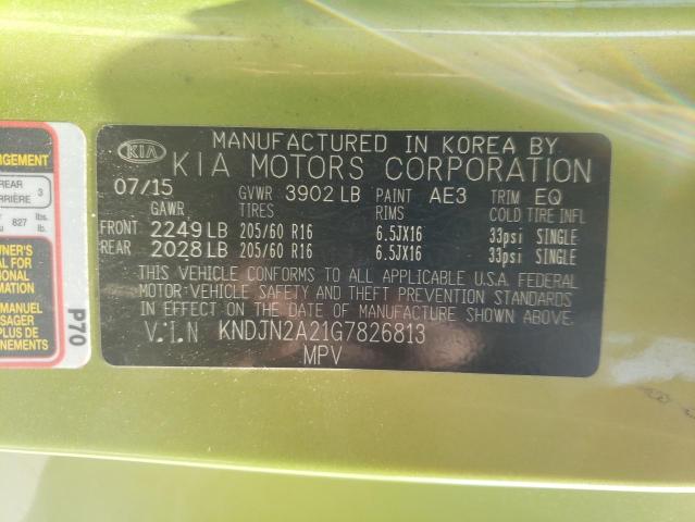 Photo 10 from auction – 2016 KIA SOUL with VIN KNDJN2A21G7826813