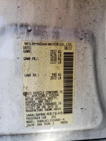 Photo 10 from auction – 2017 NISSAN ALTIMA 2.5 with VIN 1N4AL3AP8HC487649